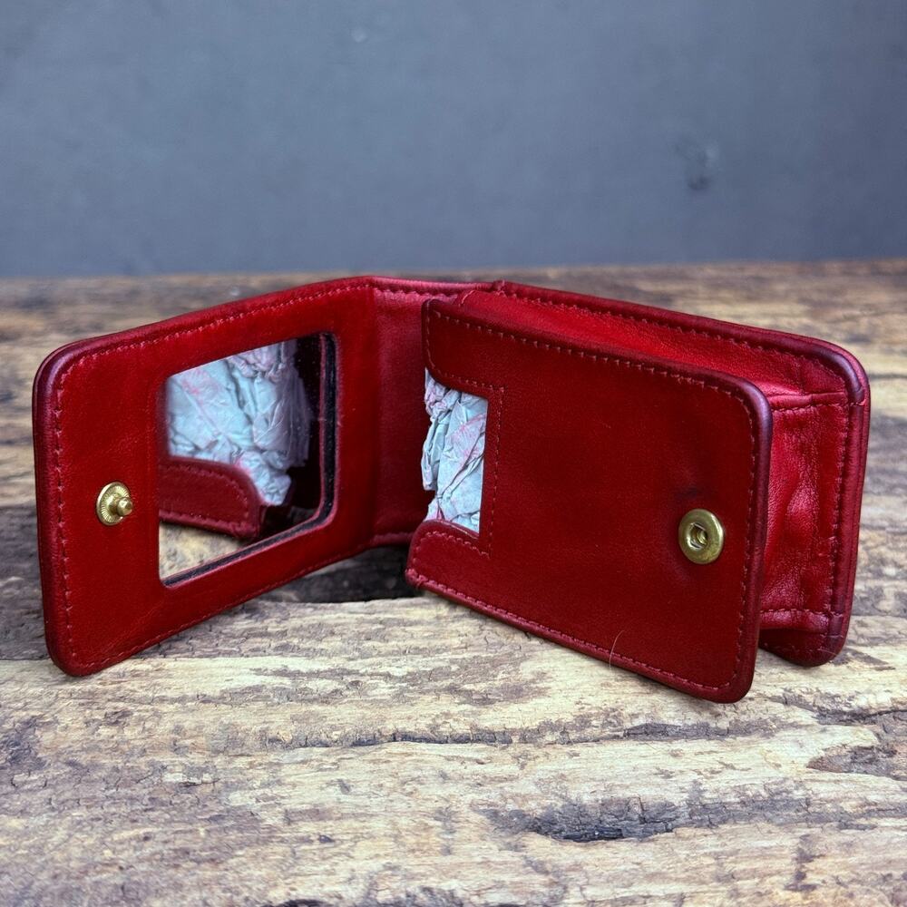 Vintage 2001 Coach 4736 Red Leather Double Lipstick Case Holder w Mirror Y2K